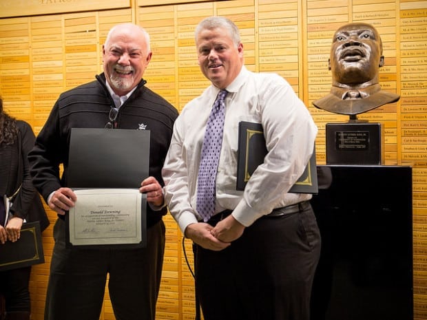 Don Downing is presented the Community Service award at the 2015 Martin Luther King, Jr., Recognition Ceremony