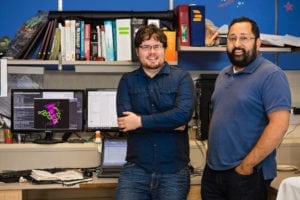“Alzheimer’s is such a challenging and scary disease. Any di erence we can make there would mean so much—a lot of us have been a ected and it’s only going to get worse as the population gets older,” remarks Abhi Nath (pictured right with David Baggett, le