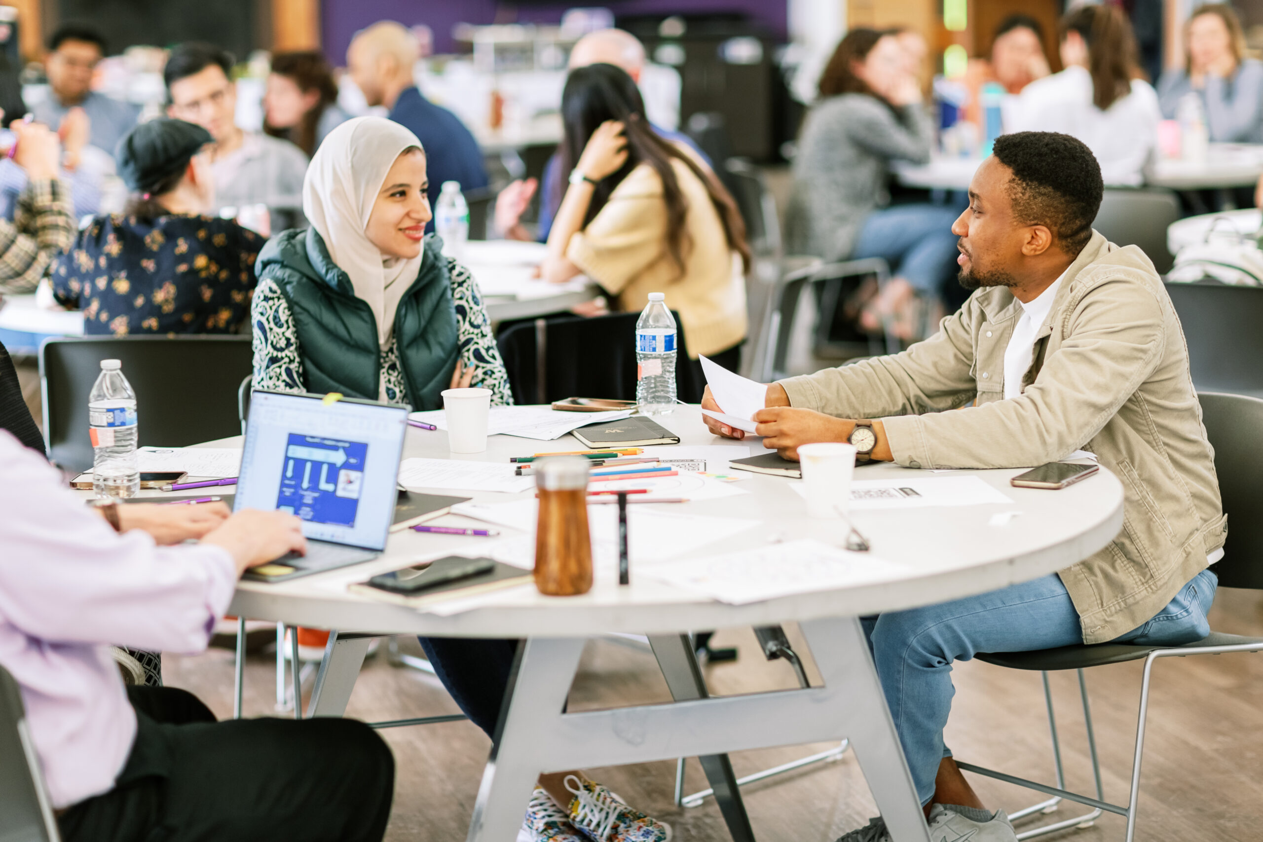 Photo of graduate students talking