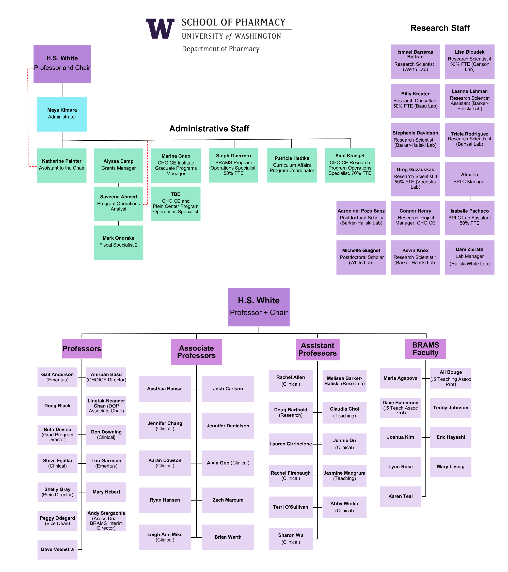 Department of Pharmacy Org Chart