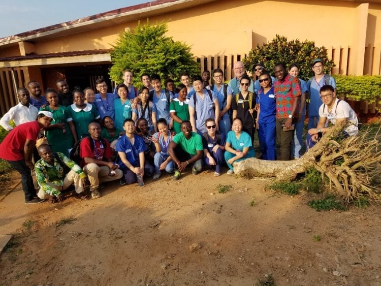 David Nguyen (front, 5th from the left) and the UWSOP team that trained Ghanaian nurses and physician assistants in recognizing signs of hypertension, the #1 killer in Ghana.