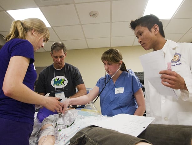 Interprofessoinal training for UW School of Medicine and Health Sciences students at ISIS at Harborview Medical Center in Seattle, WA. Medicine, nursing and pharmacy students are participating in hands-on, simulated training in realstic critical care scenarios.