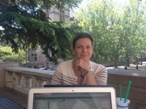 Jelena Parojcic at one of her favorite campus spots - the Suzzallo Library.