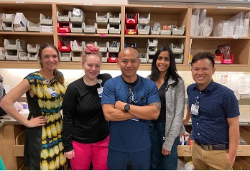 Richard Chua (and the amazing ED Pharmacy Team at Multicare TG) Left to right: Allison Massingill, Jeni Becker, Richard Chua, Nisha Patel, Phuc Nguyen